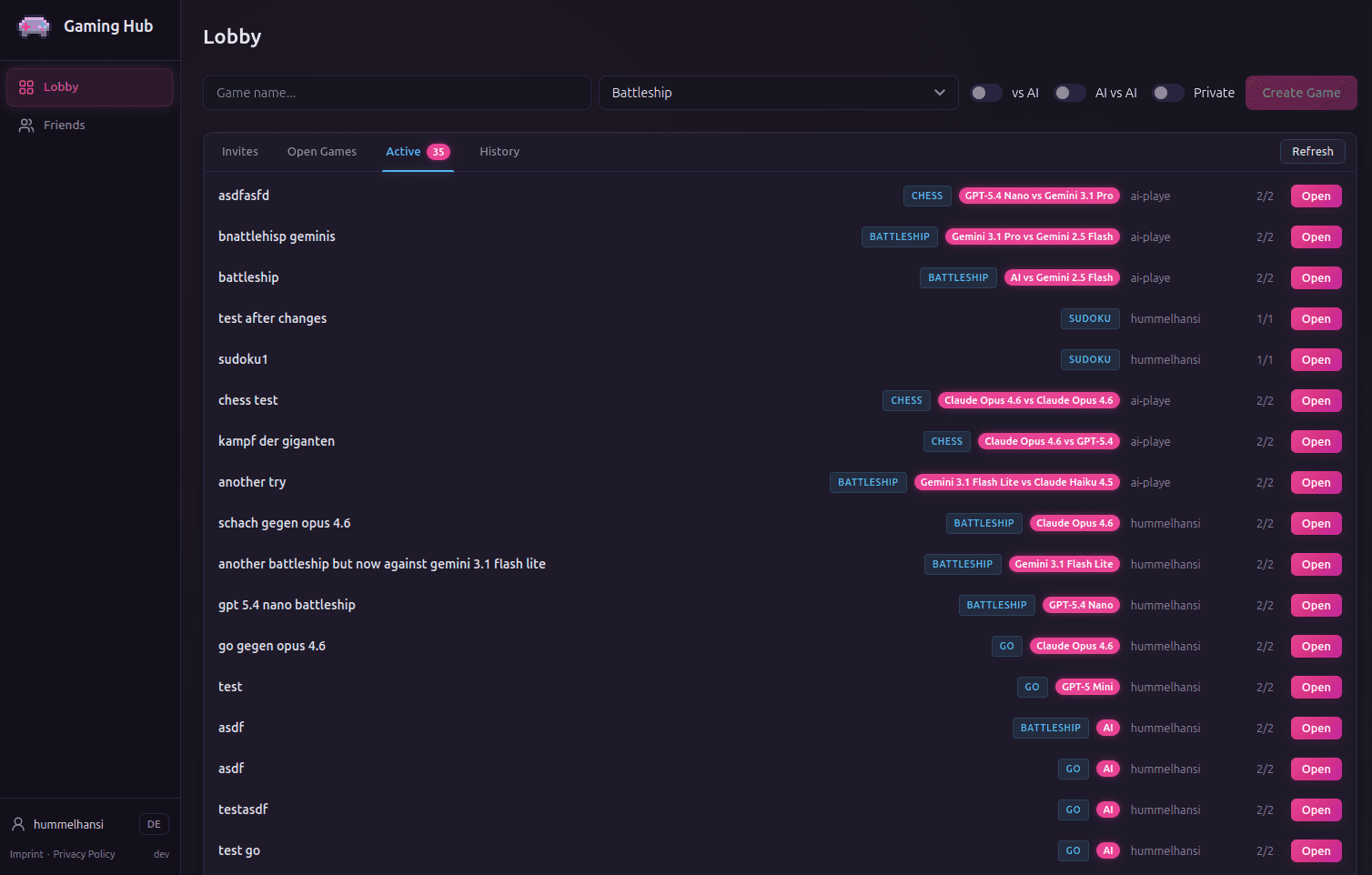 Gaming-Hub Screenshot